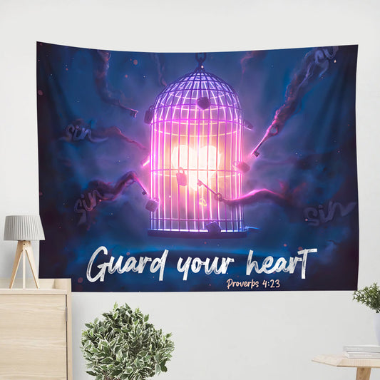 Guard Your Heart, For Everything You Do Flows From It Proverbs 4 23 - Bible Tapestry - Christian Wall Tapestry