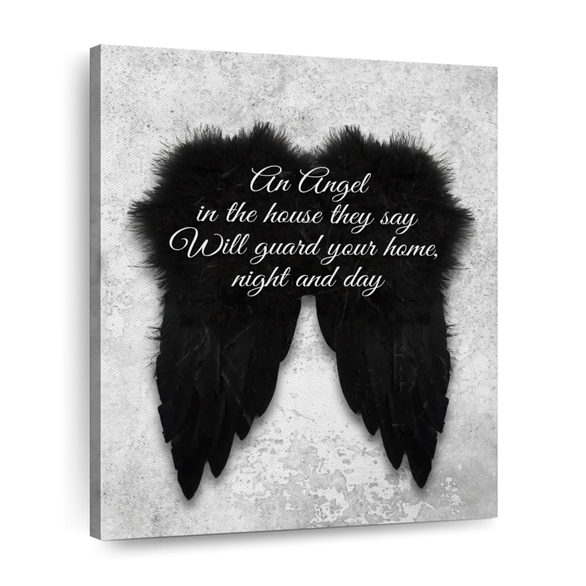 Guard Your Home Angel Wings Canvas Wall Art - Canvas Religious Wall Art - Christian Wall Decor Living Room