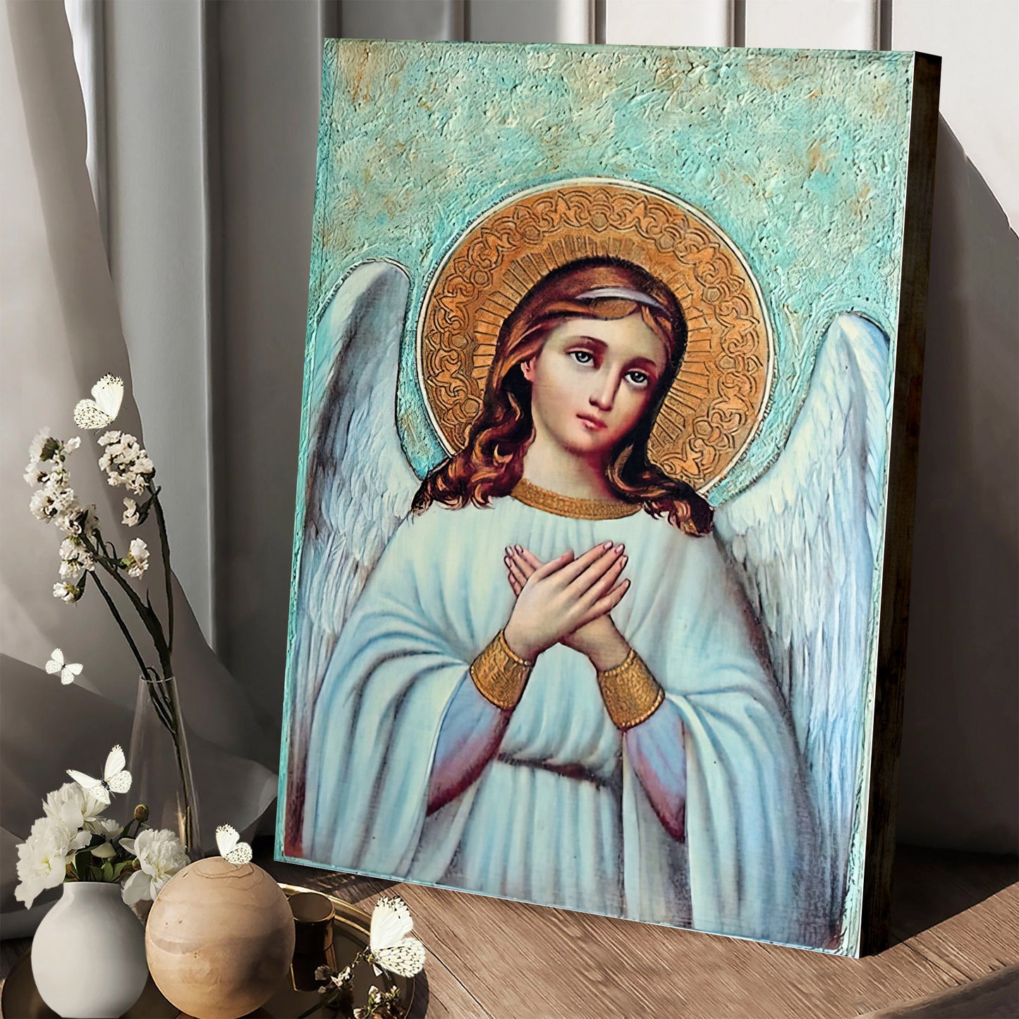 Guardian Angel Archangel Canvas Wall Art - Catholic Canvas Wall Art - Religious Gift - Christian Wall Art Decor