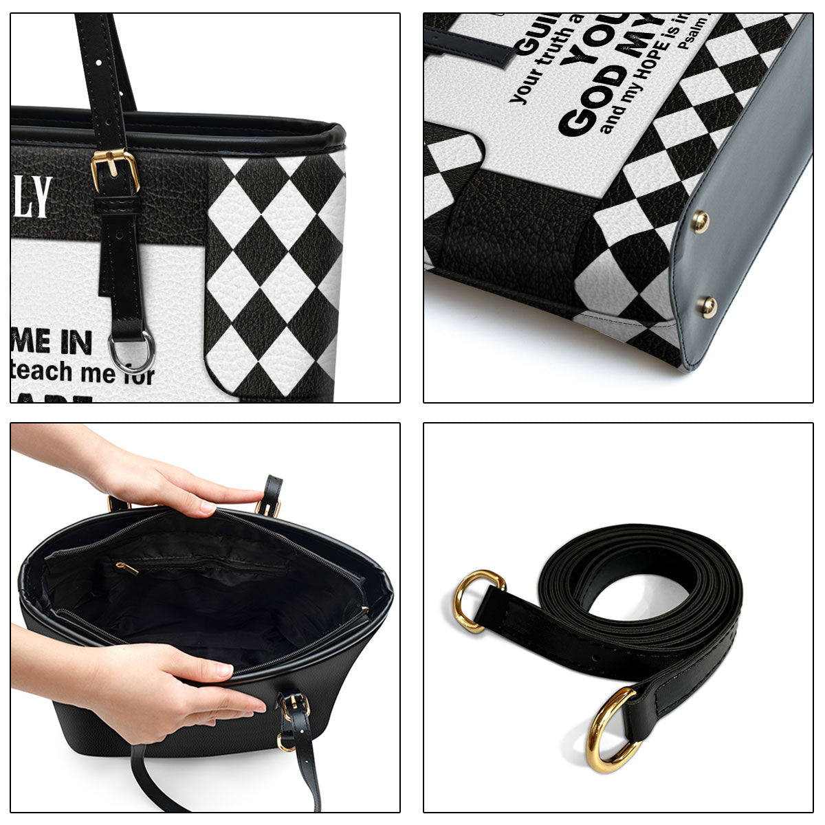 Guide Me In Your Truth Personalized Large Leather Tote Bag - Christian Gifts For Women