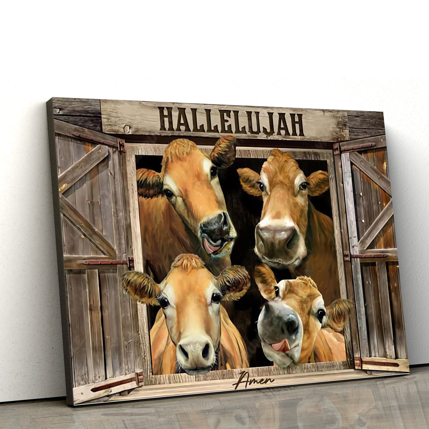Hallelujah Amen Canvas Wall Art - Christian Canvas Wall Decor - Bible Verse Wall Art Canvas - Farmer Gift