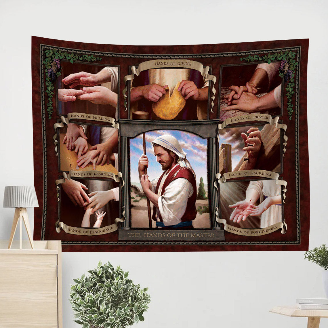 Hands of the Master Tapestry - Religious Tapestry Christian - Jesus Pictures - Christian Wall Tapestry