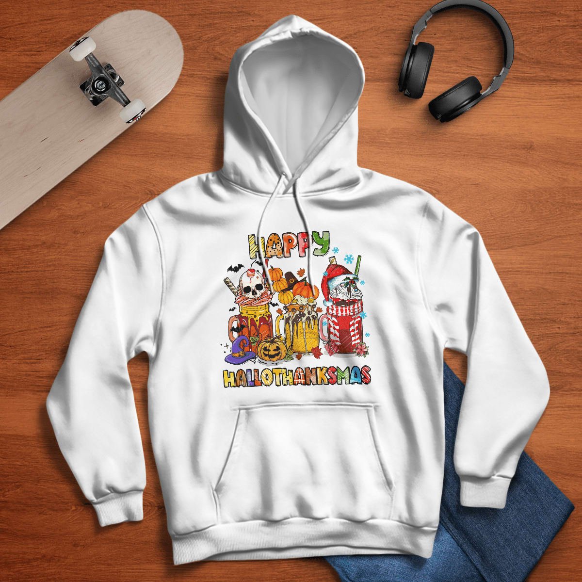 Happy Hallothanksmas, Halloween, Thanksgiving, Christmas T-Shirt