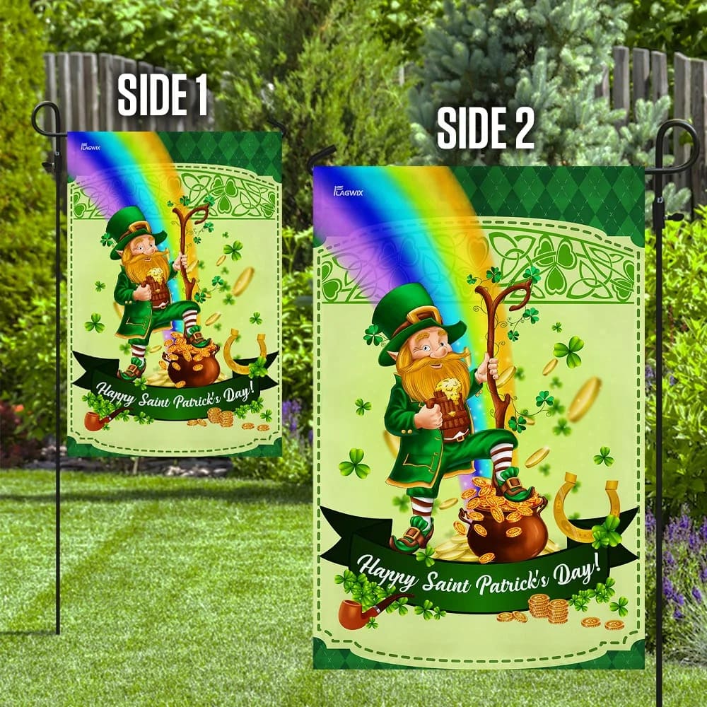 Happy Saint Patrick's Day Leprechaun House Flag - St Patrick's Day Garden Flag - St. Patrick's Day Decorations