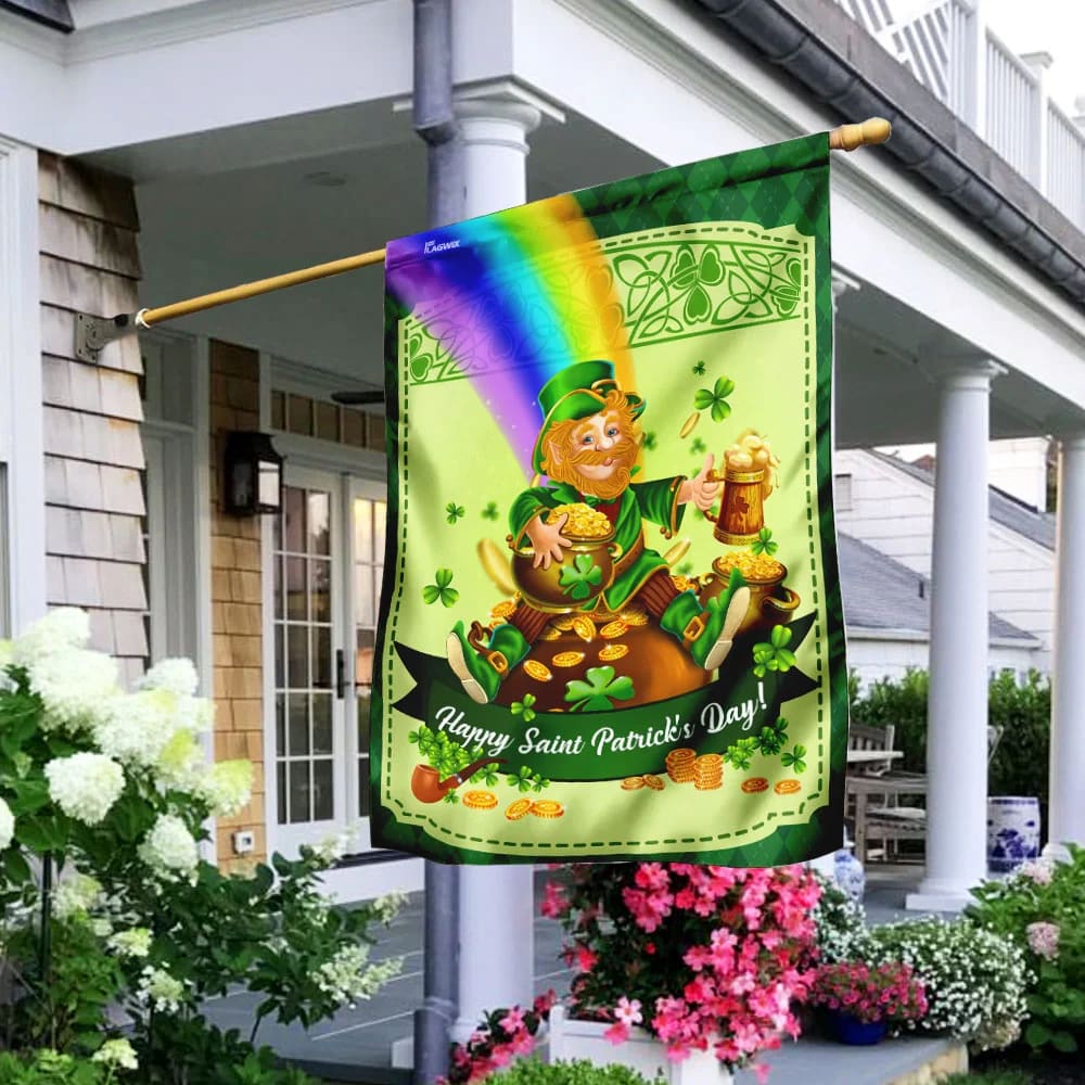 St. Patrick‘s Day Gartenflagge – Doppelseitig Mit Kleeblatt & Regenbogen, 71,1 X 101,6 Cm, Wetterfest