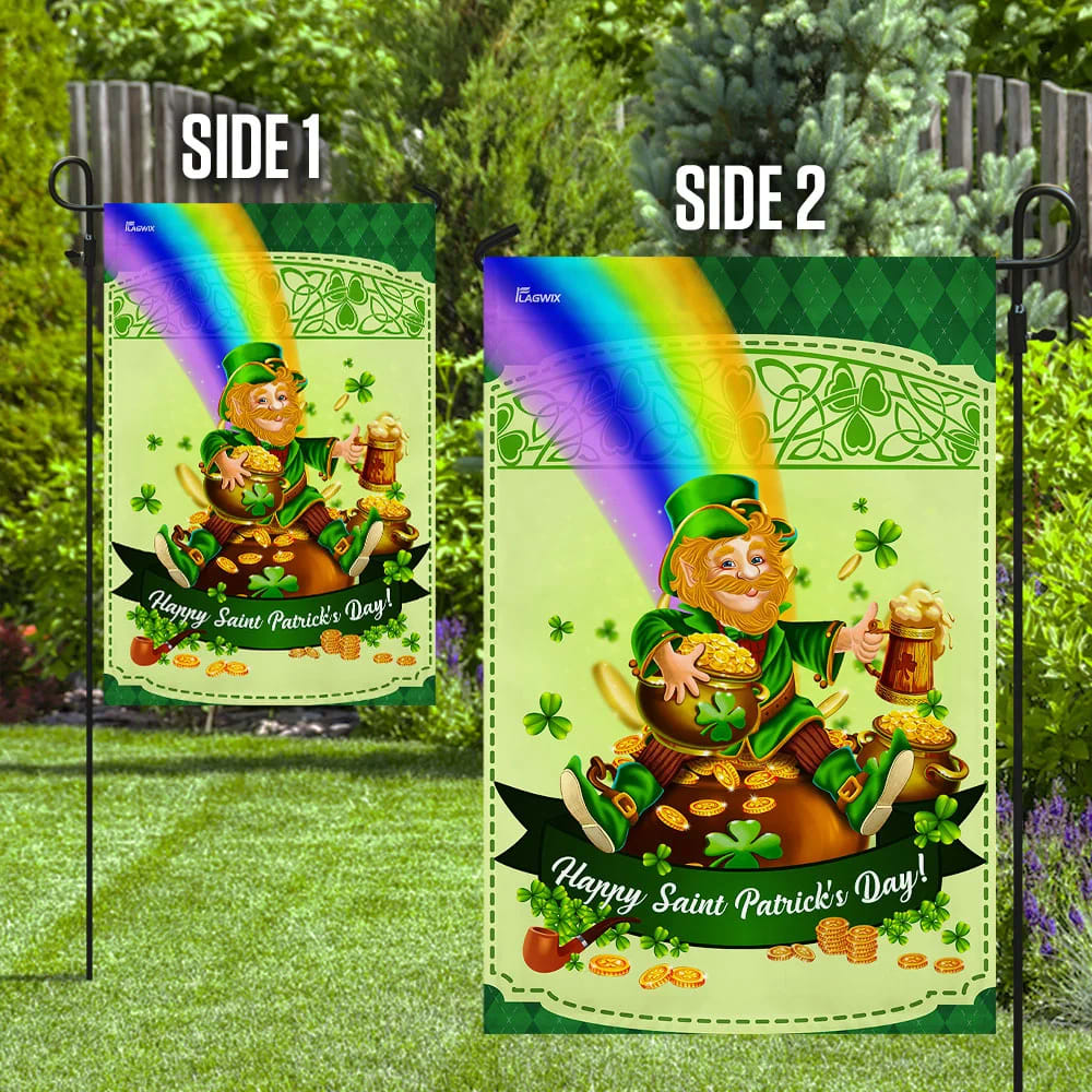 Happy Saint Patrick's Day Leprechaun House Flag 3 - St Patrick's Day Garden Flag - St. Patrick's Day Decorations
