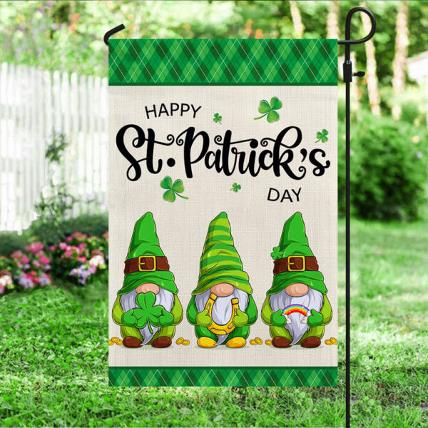 Happy St. Patrick's Day Gnome House Flag - St Patrick's Day Garden Flag - St. Patrick's Day Decorations