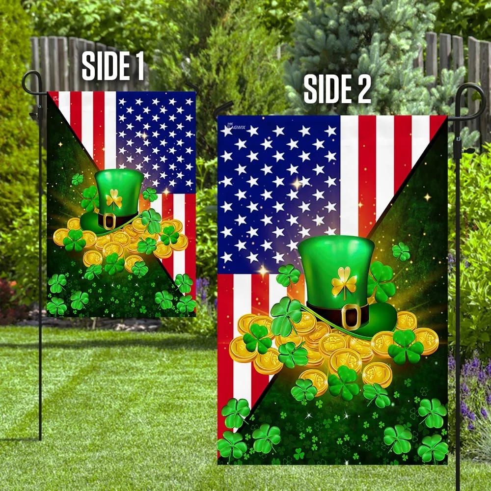 Happy St. Patrick's Day Hat House Flag - St Patrick's Day Garden Flag - St. Patrick's Day Decorations