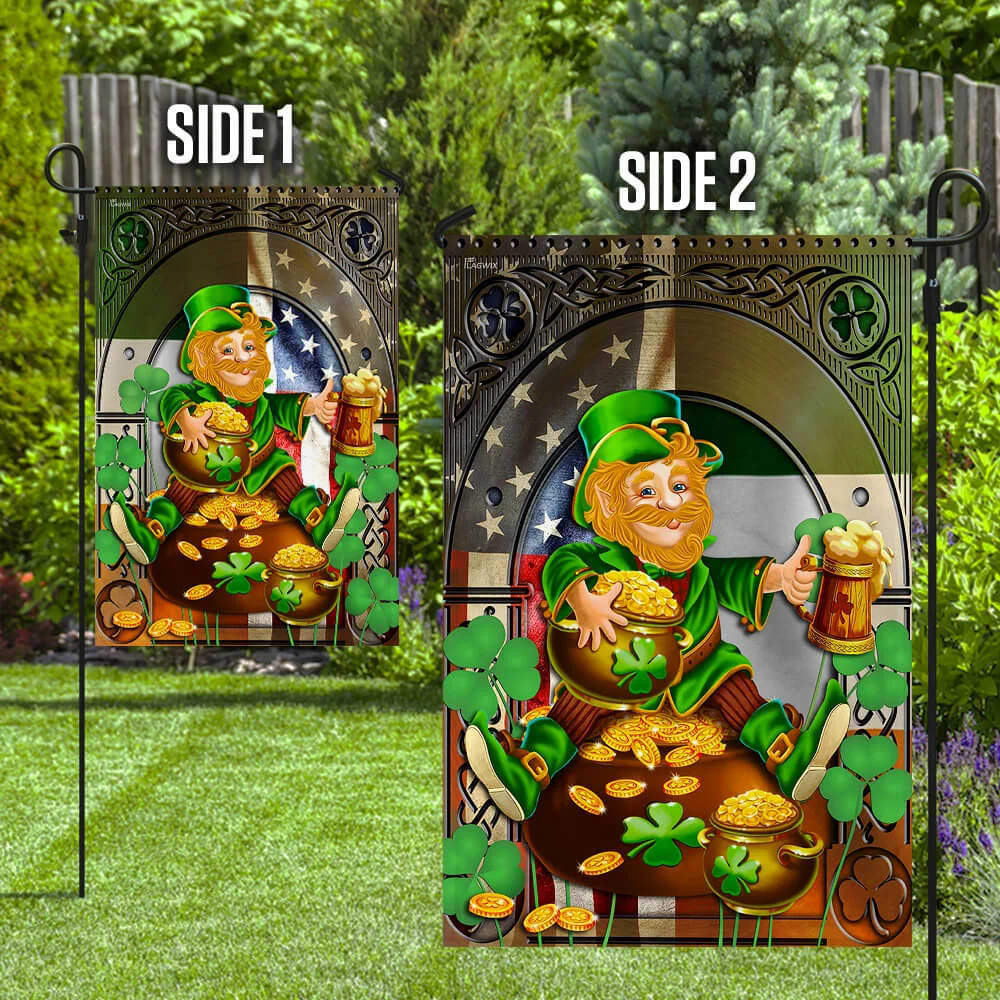 Happy St. Patrick's Day Irish American Leprechaun House Flag 1 - St Patrick's Day Garden Flag - St. Patrick's Day Decorations
