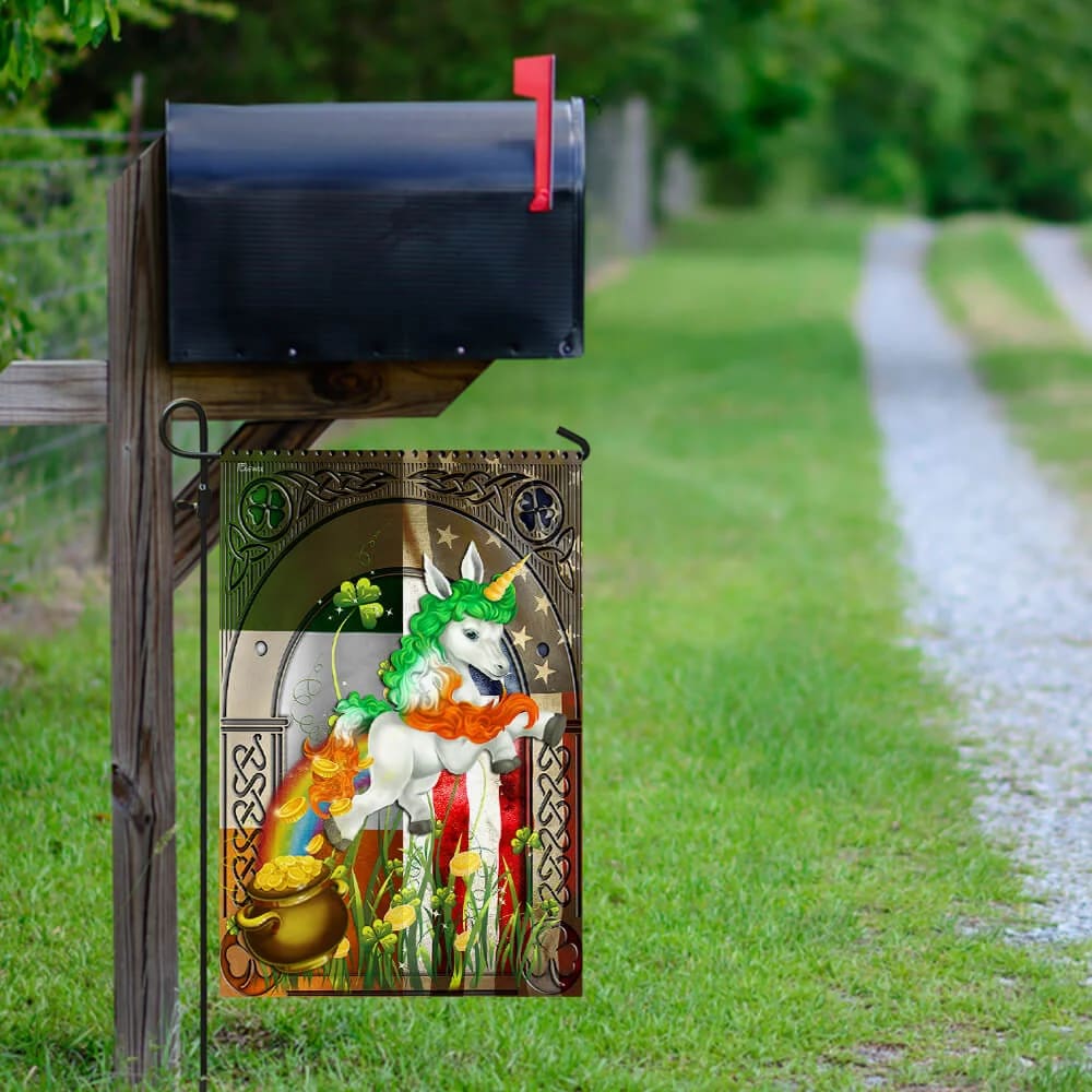 Happy St. Patrick's Day Irish American Unicorn House Flag - St Patrick's Day Garden Flag - St. Patrick's Day Decorations