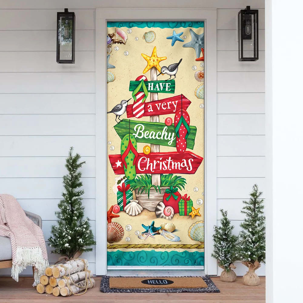 Have A Very Beachy Christmas Door Cover - Christmas Outdoor Decoration