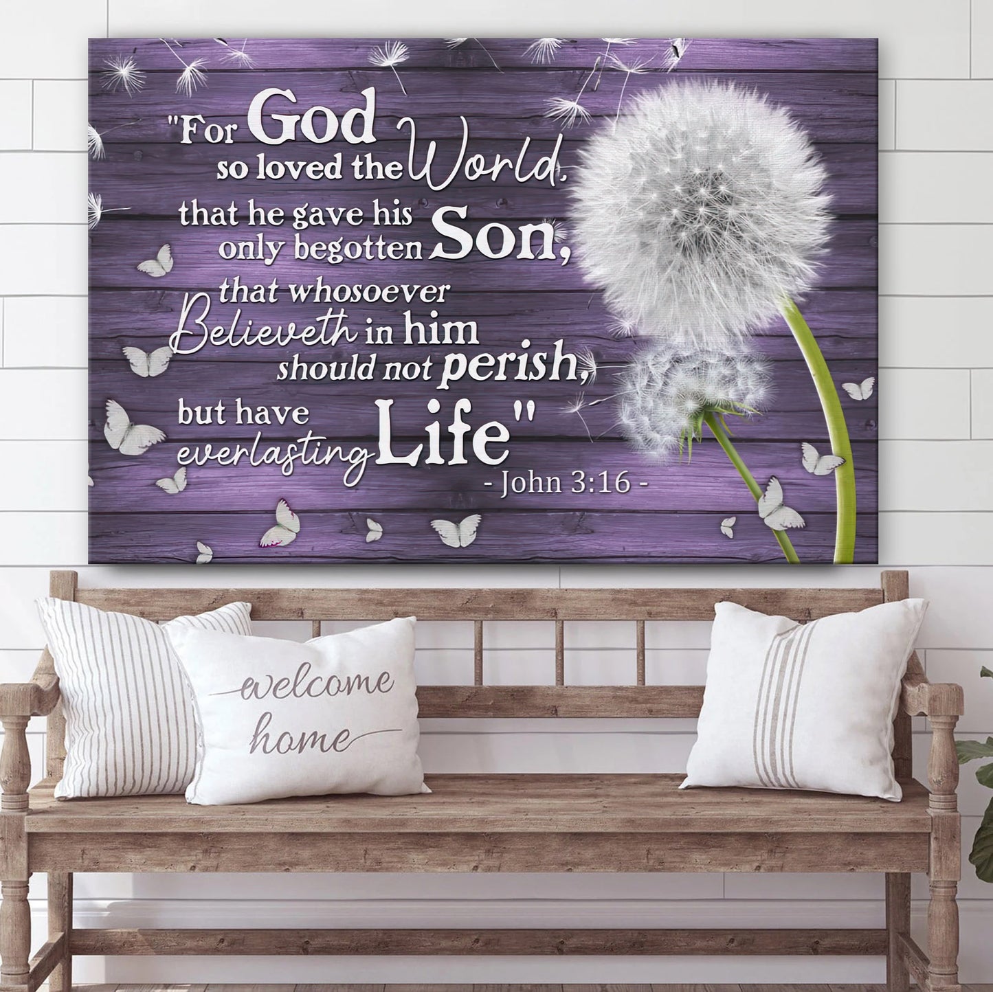 He Gave His Only Son Christian Wall Decor - John 3 16 Framed Canvas Art