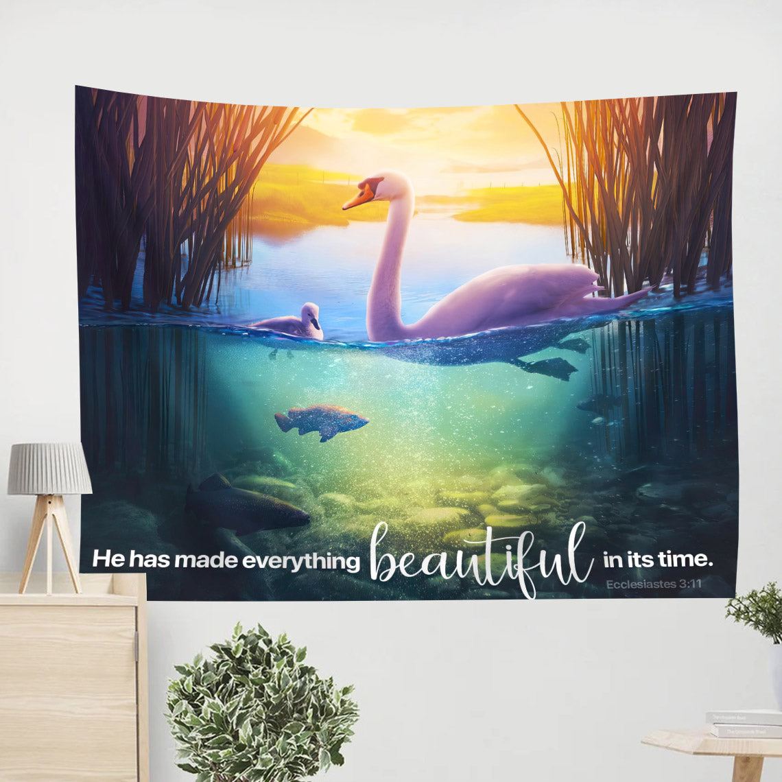 He Has Made Everything Beautiful In Its Time Ecclesiastes 3 11 - Bible Tapestry - Christian Wall Tapestry
