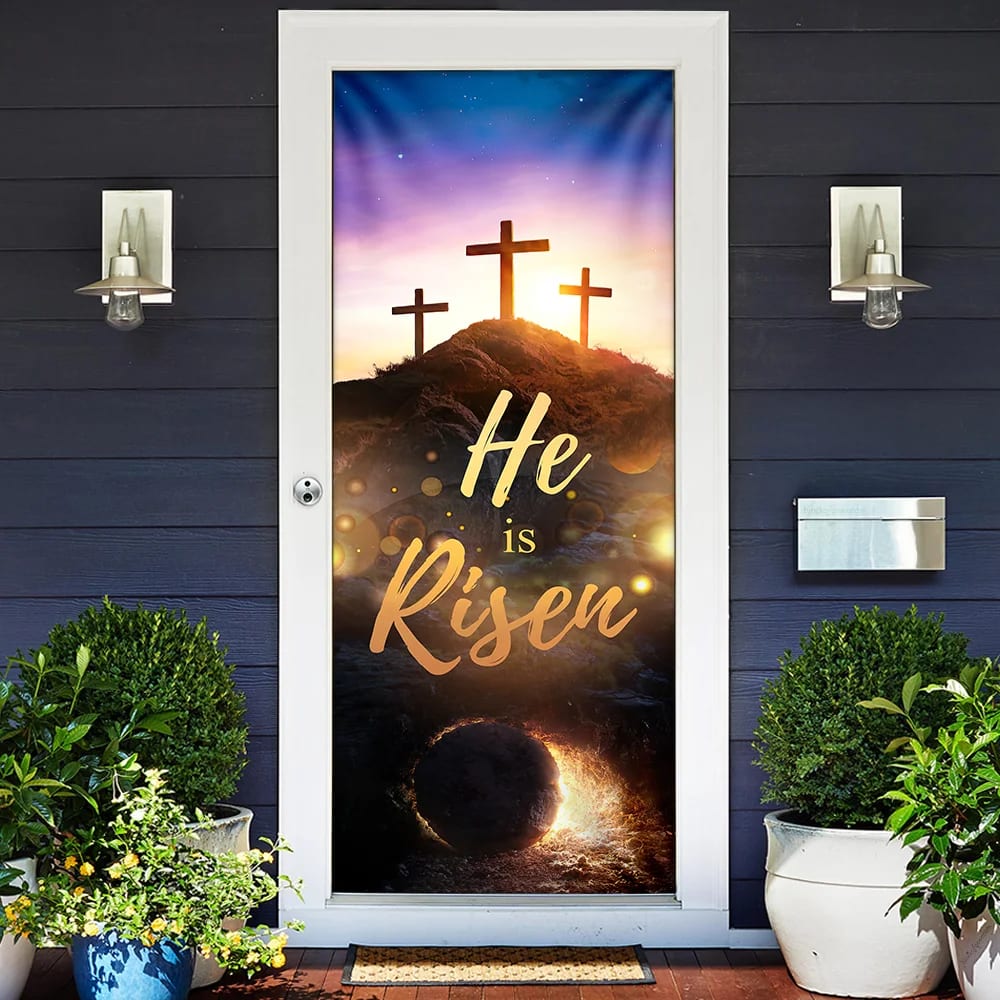 He Is Risen Easter Door Cover - Jesus Door Cover - Religious Door Decorations - Christian Home Decor