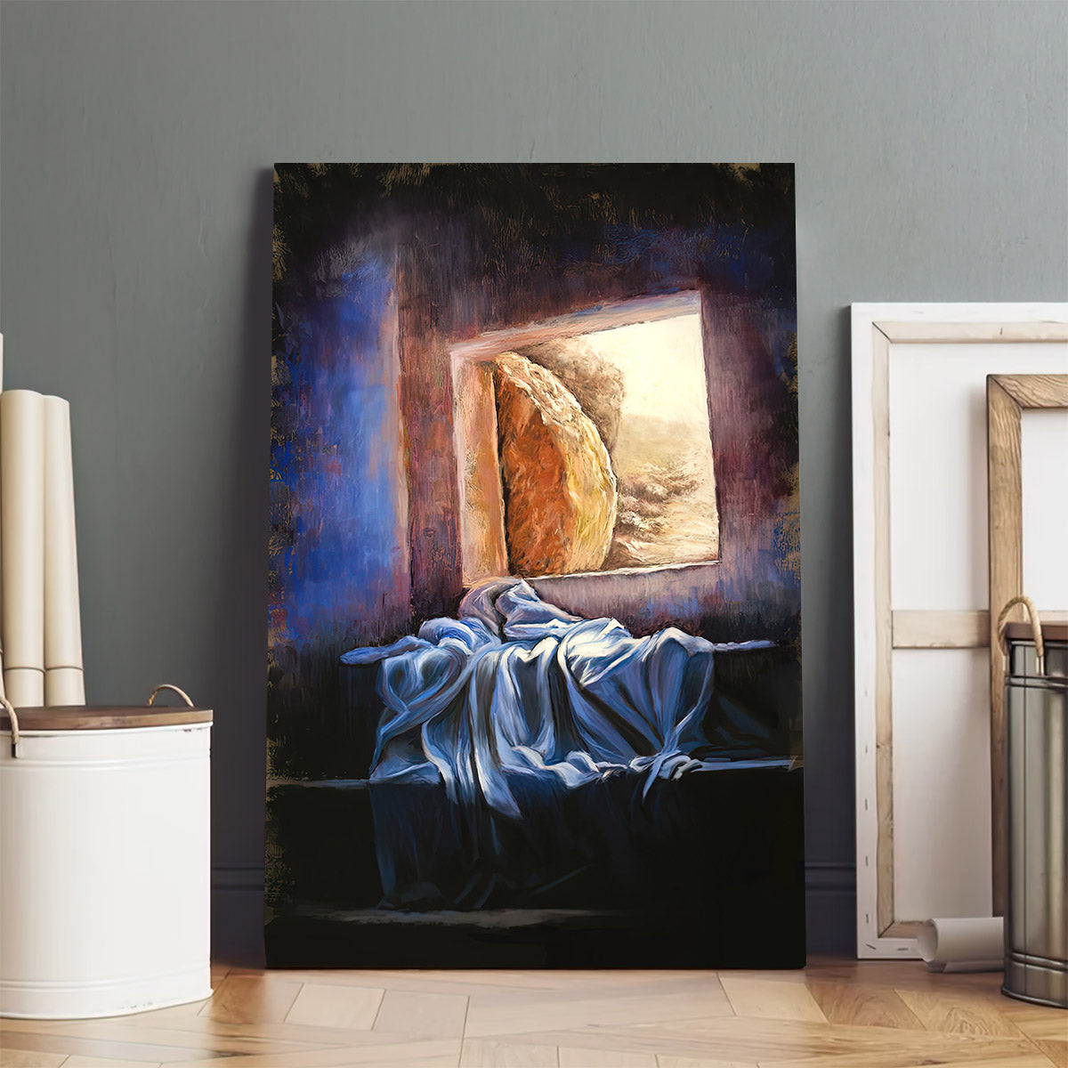 He Is Risen Empty Tomb Painting Canvas Wall Art - Easter Canvas Pictures - Christian Canvas Wall Decor
