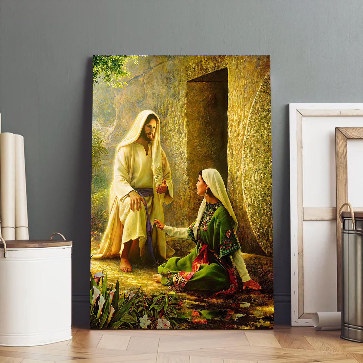 He Is Risen Jesus And Women Canvas Wall Art - Easter Canvas Pictures - Christian Canvas Wall Decor
