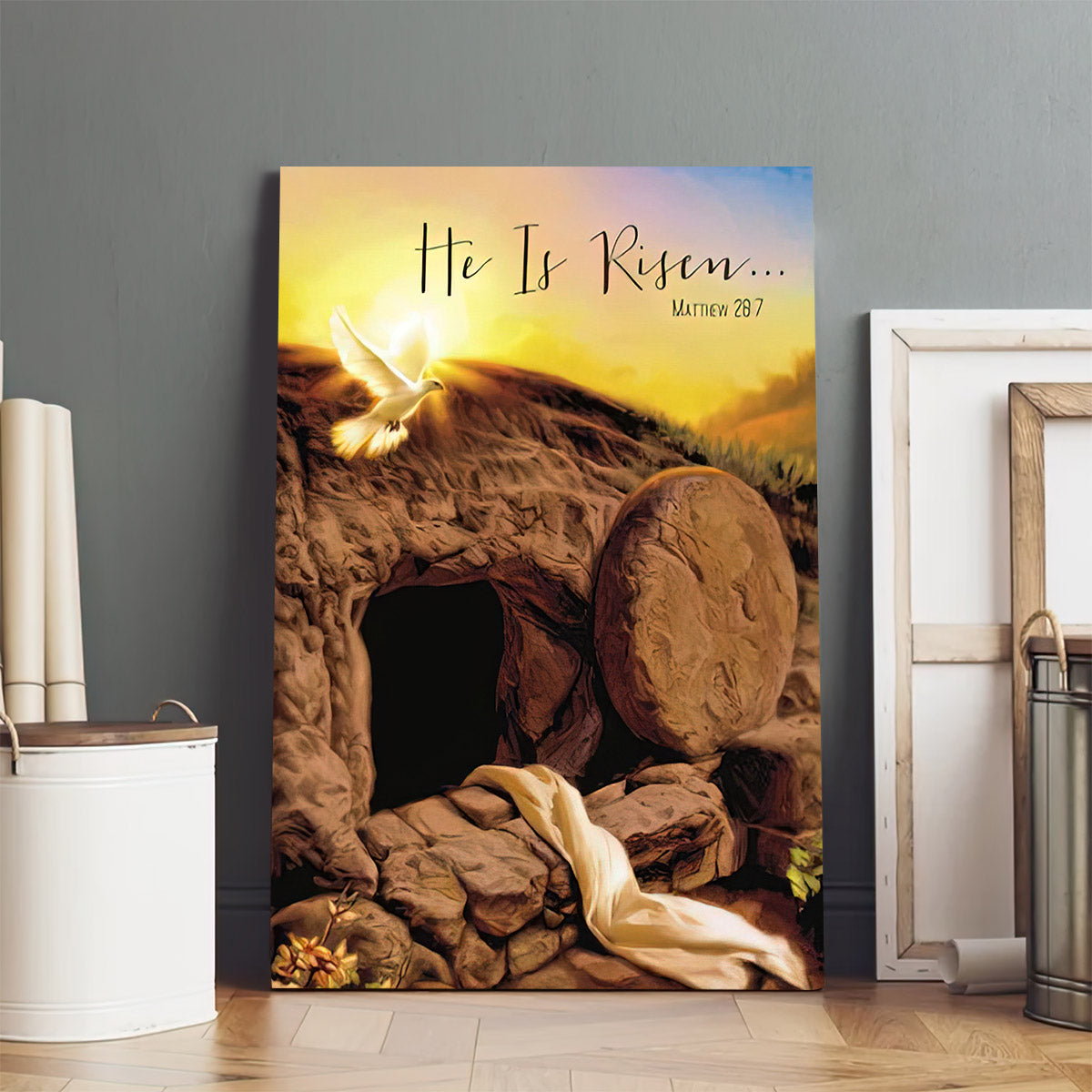 He Is Risen Matthew 28 7 Empty Tomb Canvas Wall Art - Easter Canvas Pictures - Christian Canvas Wall Decor