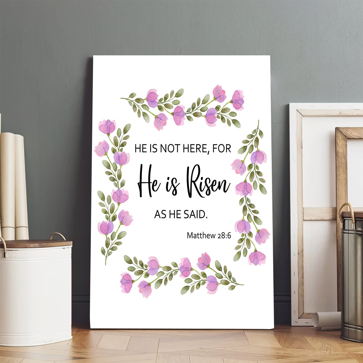 He Is Risen Printable Wall Art Matthew 28 6 Religious Easter - Jesus Christ Canvas - Christian Wall Art - Religious Canvas Art