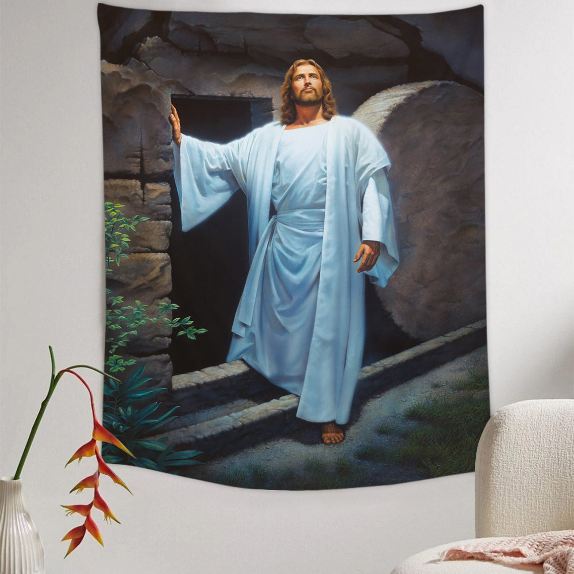 He Lives Tapestry - Jesus Picture - Religious Tapestry - Christian Tapestry Wall Hangings