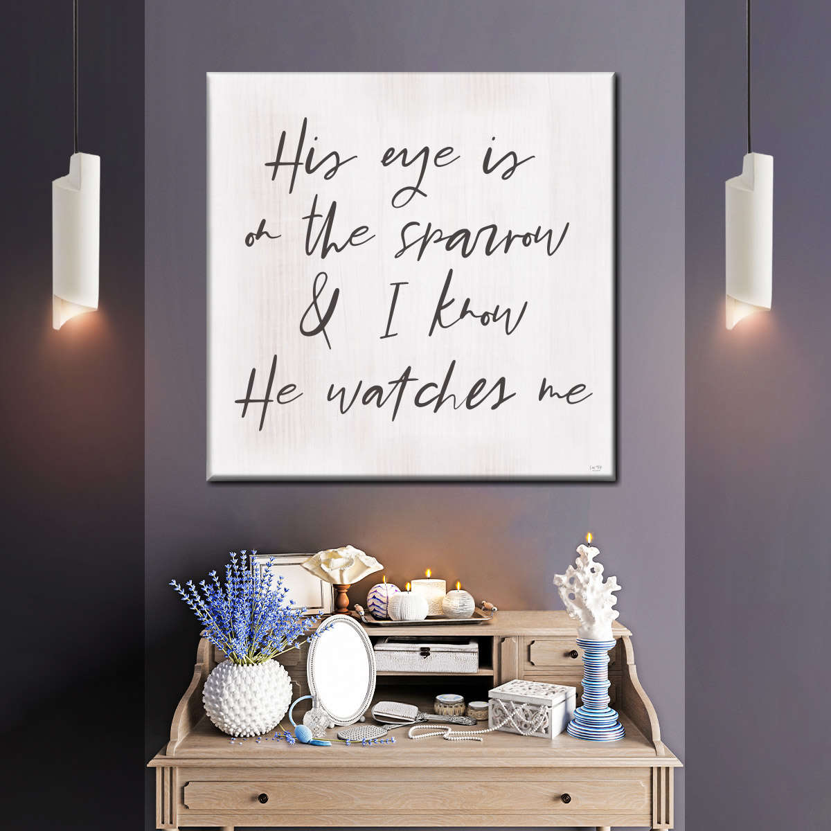 He Watches Me Square Canvas Wall Art - Christian Wall Decor - Christian Wall Hanging