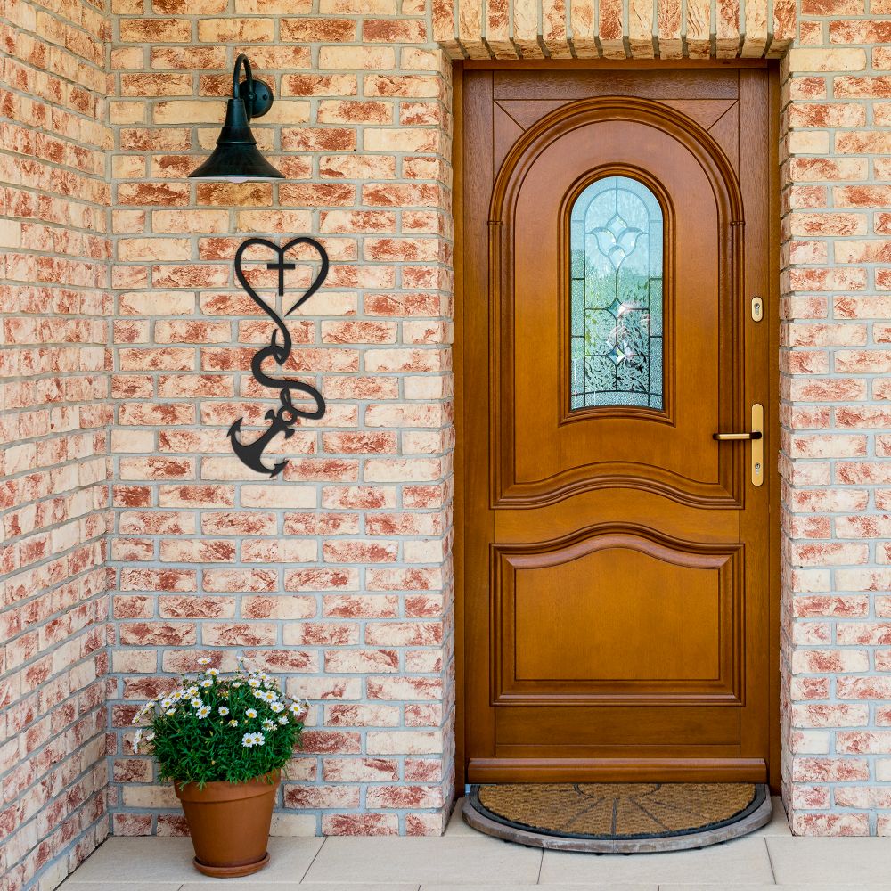 Heart Cross Anchor Metal Sign - Christian Metal Wall Art - Religious Metal Wall Decor