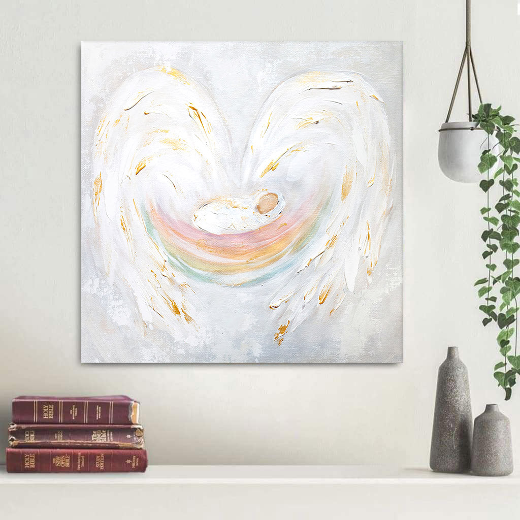 Heaven Sent Rainbow Baby Angel Baby Paper Print - Christian Art Gift - Religious Posters