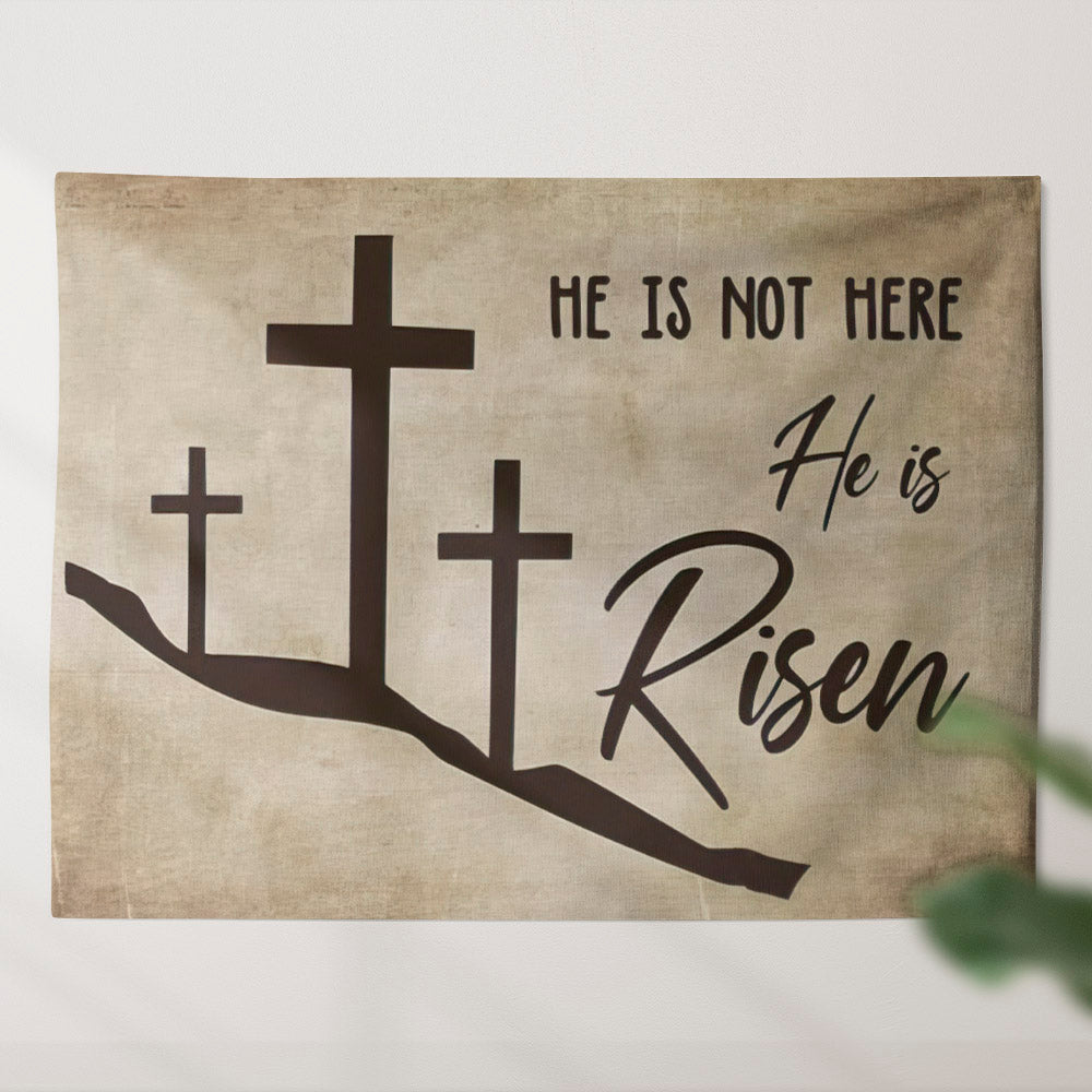 He is Not Here He is Risen Tapestry - Christian Tapestry - Christian Tapestry Wall Hanging - Tapestry Wall Hanging - Religious Wall Decor - Ciaocustom