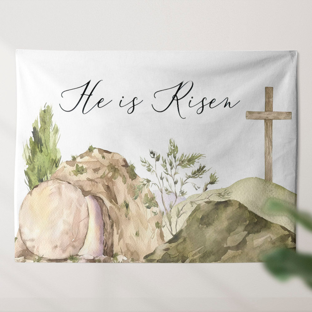 He is Risen Tapestry - Bible Verse Wall Tapestry - Christian Tapestry - Religious Tapestry Wall Hanging - Tapestry Wall Hanging - Ciaocustom