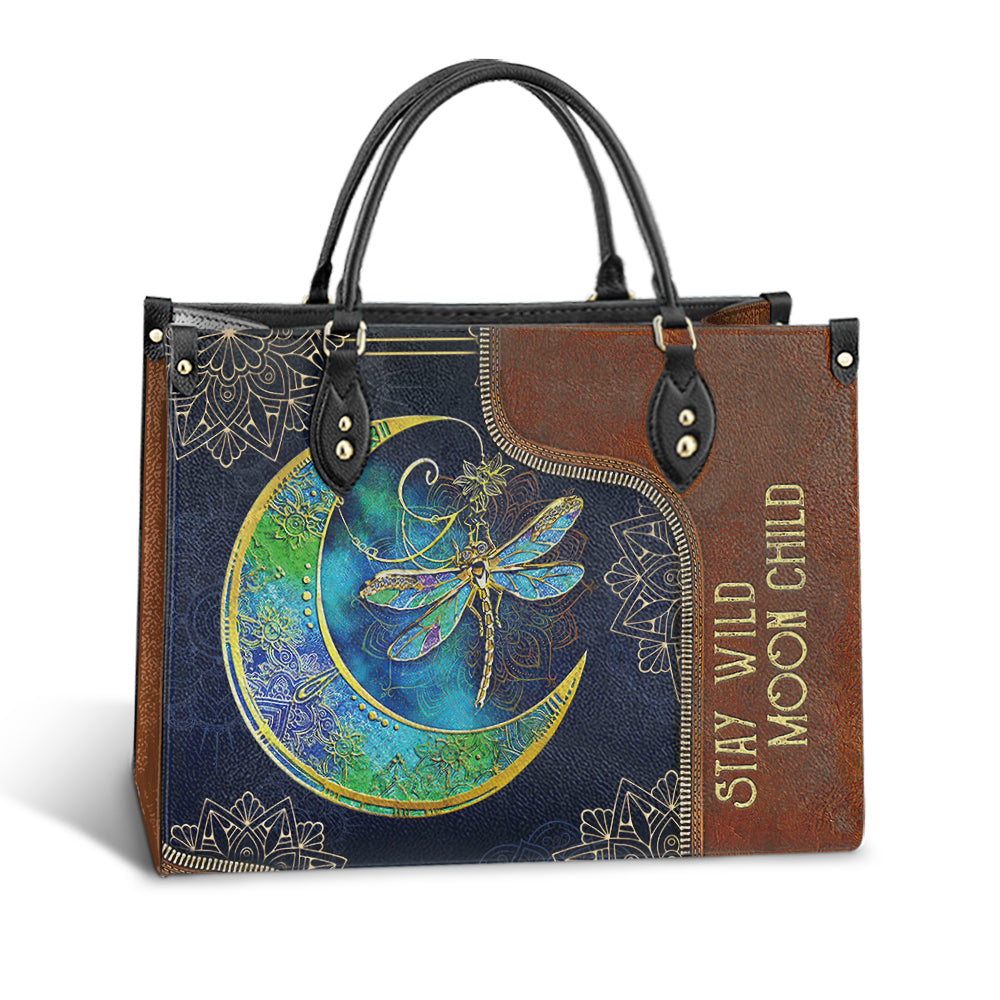 Hippie Dragonfly Stay Wild Moon Child Leather Bag - Women's Pu Leather Bag - Best Mother's Day Gifts