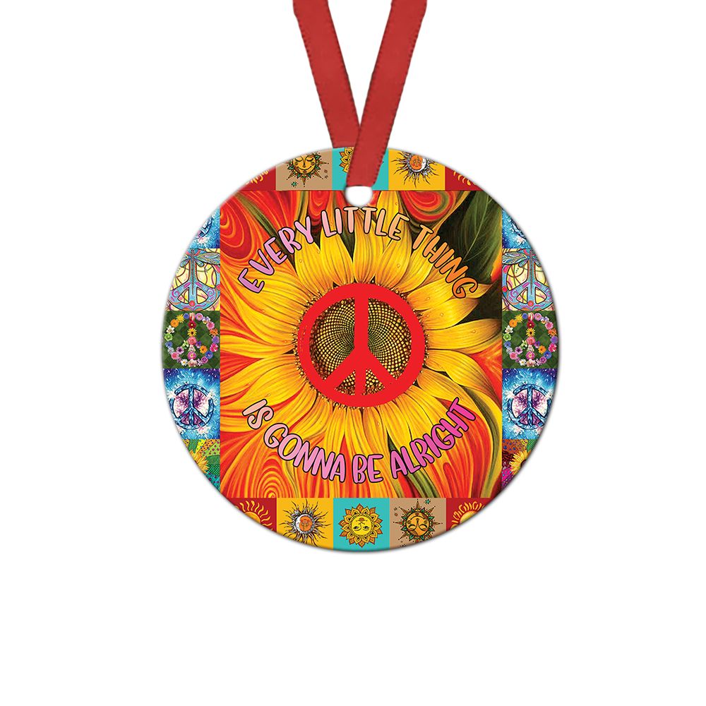 Hippie Sunflower Alright Ceramic Circle Ornament - Decorative Ornament - Christmas Ornament
