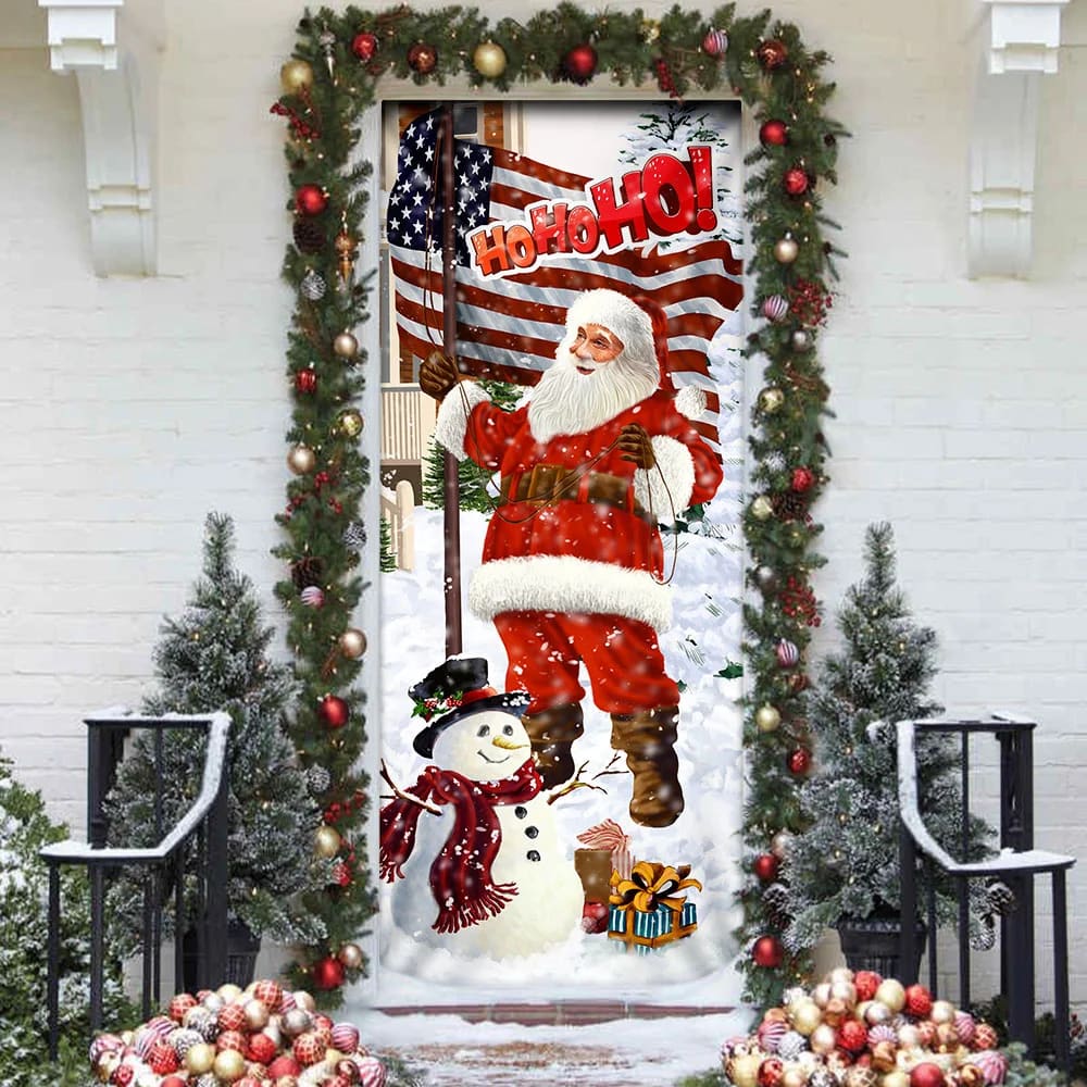 Ho Ho Ho Saus Door Cover - Merry Christmas Home Decor - Christmas Outdoor Decoration
