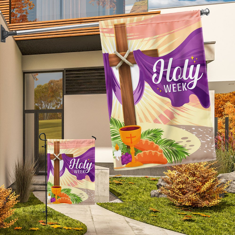 Holy Week Easter Cross Christian Flag - Easter House Flags - Christian Outdoor Easter Flags