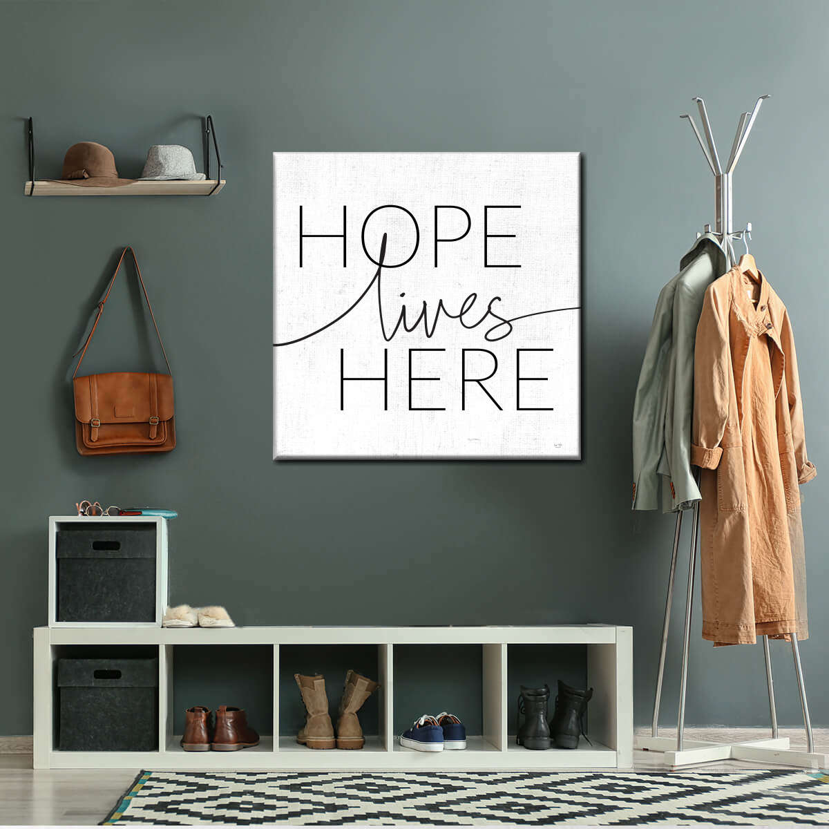 Hope Lives Here Square Canvas Wall Art - Christian Wall Decor - Christian Wall Hanging