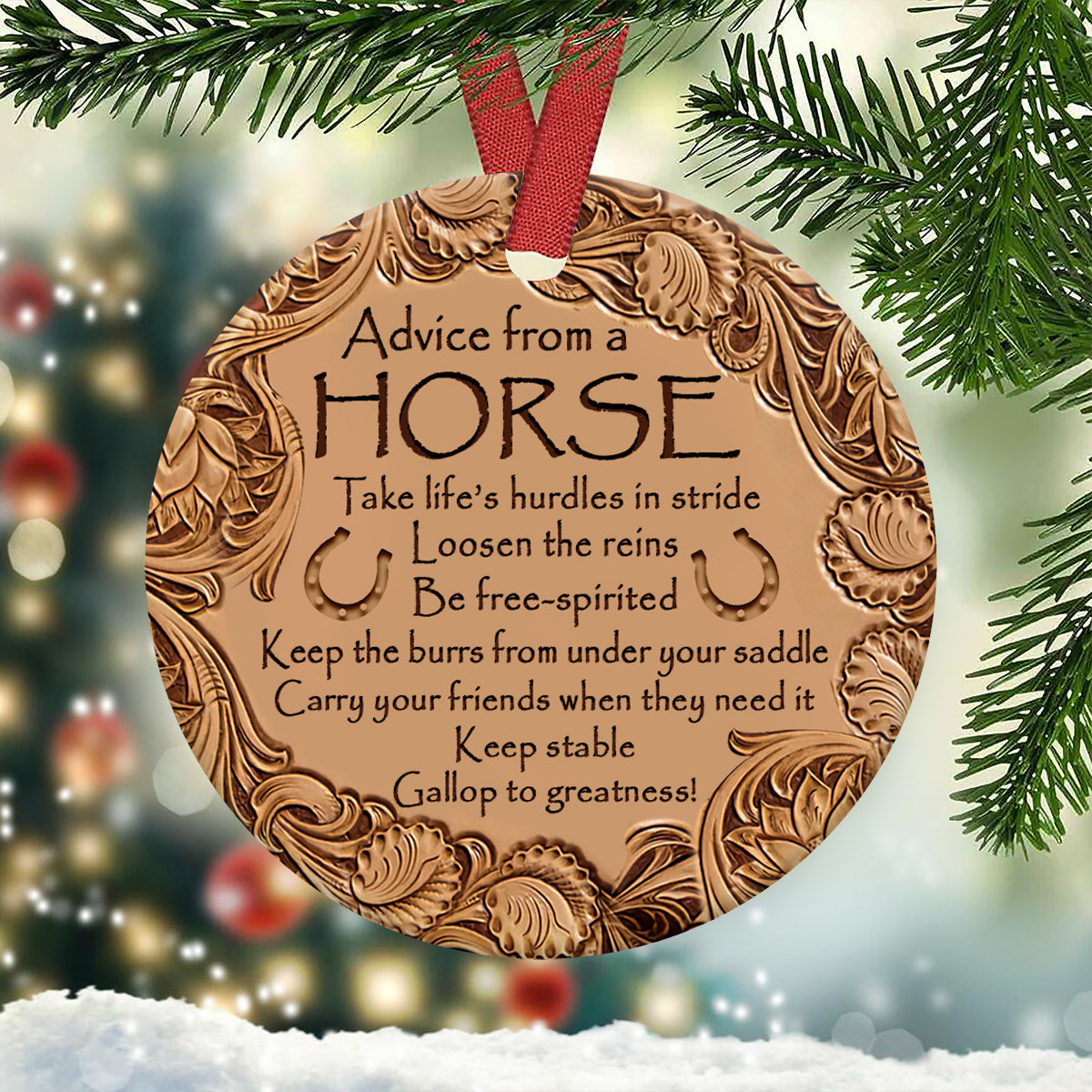 Horse Advice Ceramic Circle Ornament - Decorative Ornament - Christmas Ornament