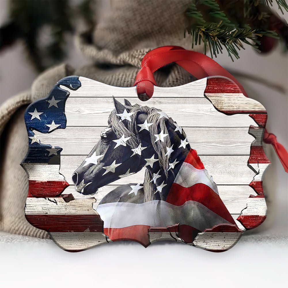 Horse American Patriot 2 Metal Ornament - Christmas Ornament - Christmas Gift