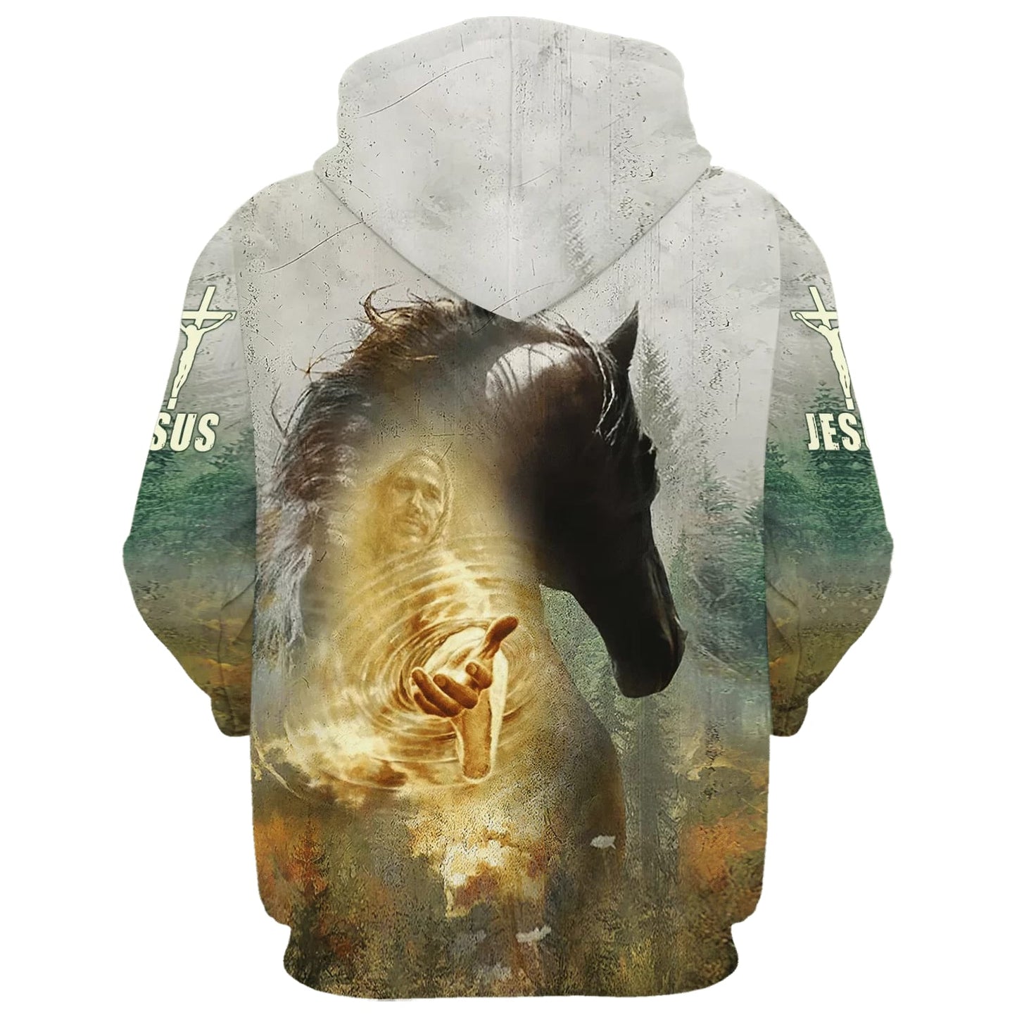 Horse And Jesus Faith Over Fear Hoodies - Jesus Hoodie - Men & Women Christian Hoodie - 3D Printed Hoodie