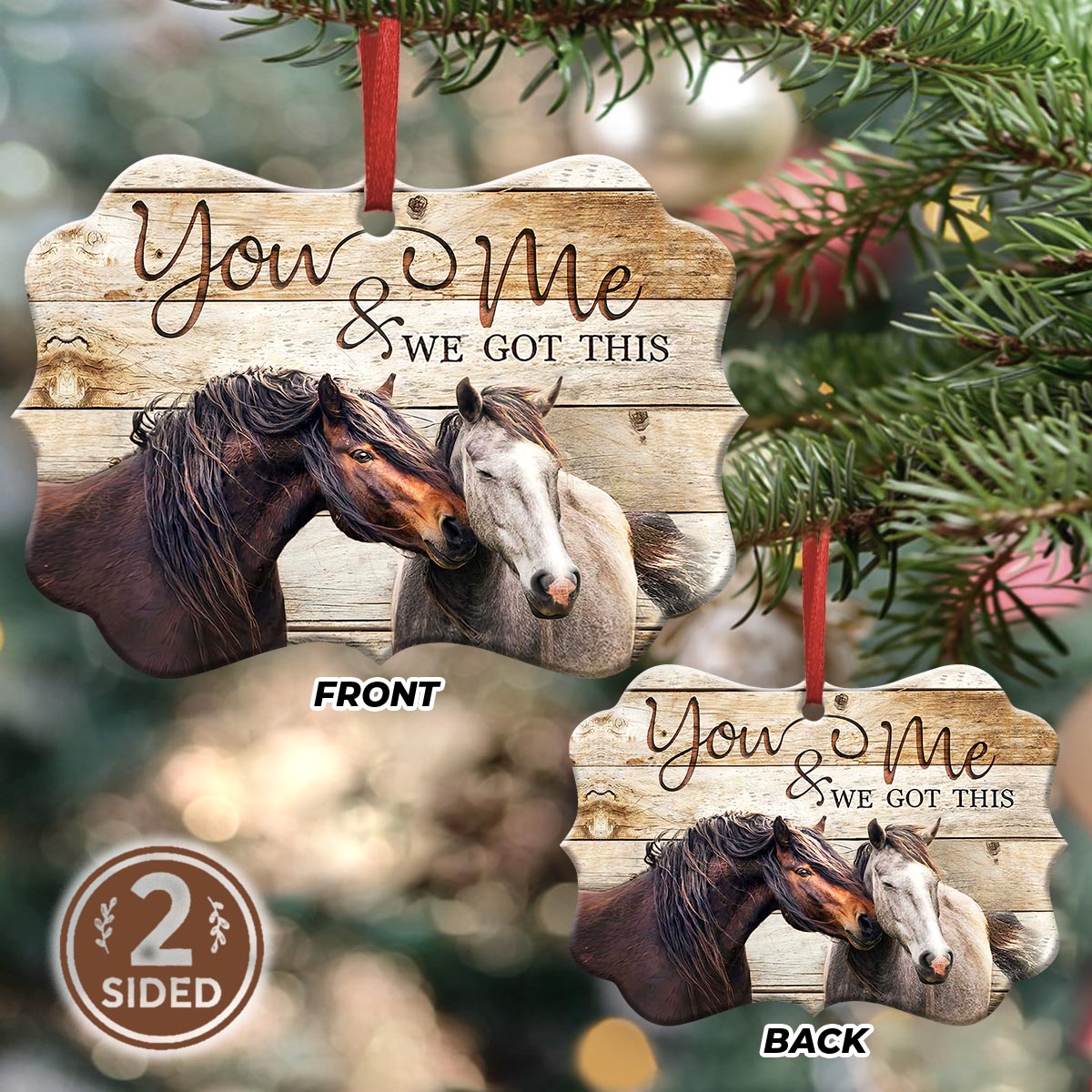 Horse Couple You And Me Metal Ornament - Christmas Ornament - Christmas Gift