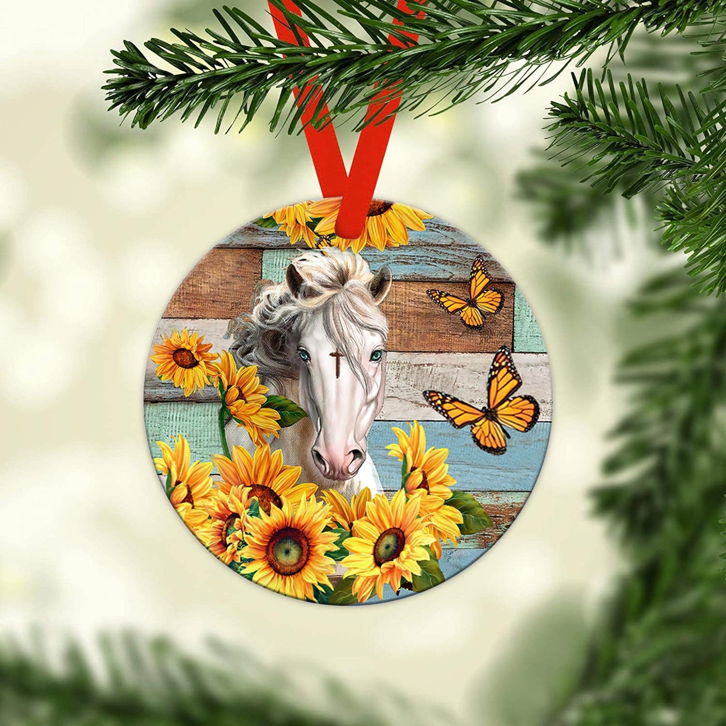 Horse Faith 2 Ceramic Circle Ornament - Decorative Ornament - Christmas Ornament
