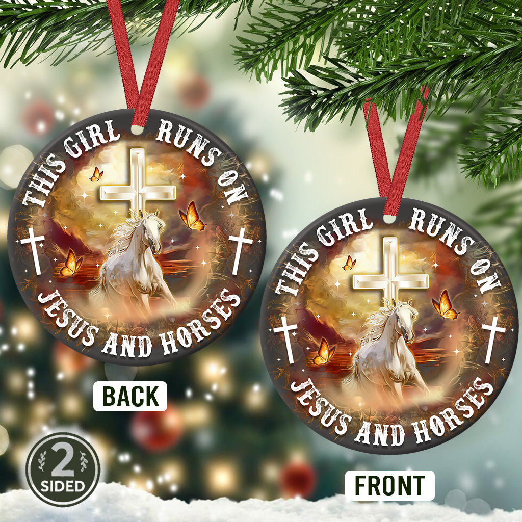 Horse Faith Ceramic Circle Ornament - Decorative Ornament - Christmas Ornament