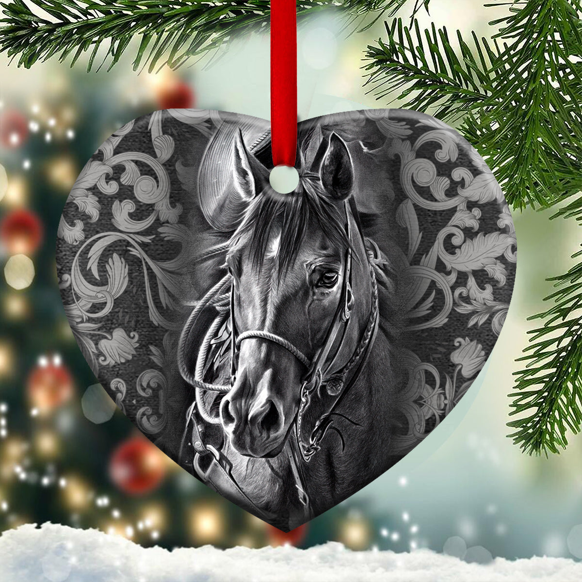 Horse Heart Ceramic Ornament - Christmas Ornament - Christmas Gift