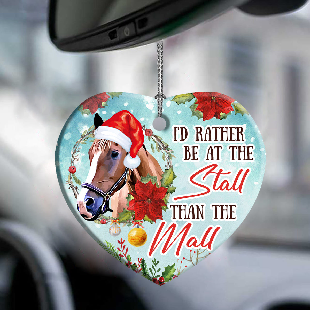 Horse Id Rather Be At The Stall Heart Ornament - Christmas Ornament - Ciaocustom