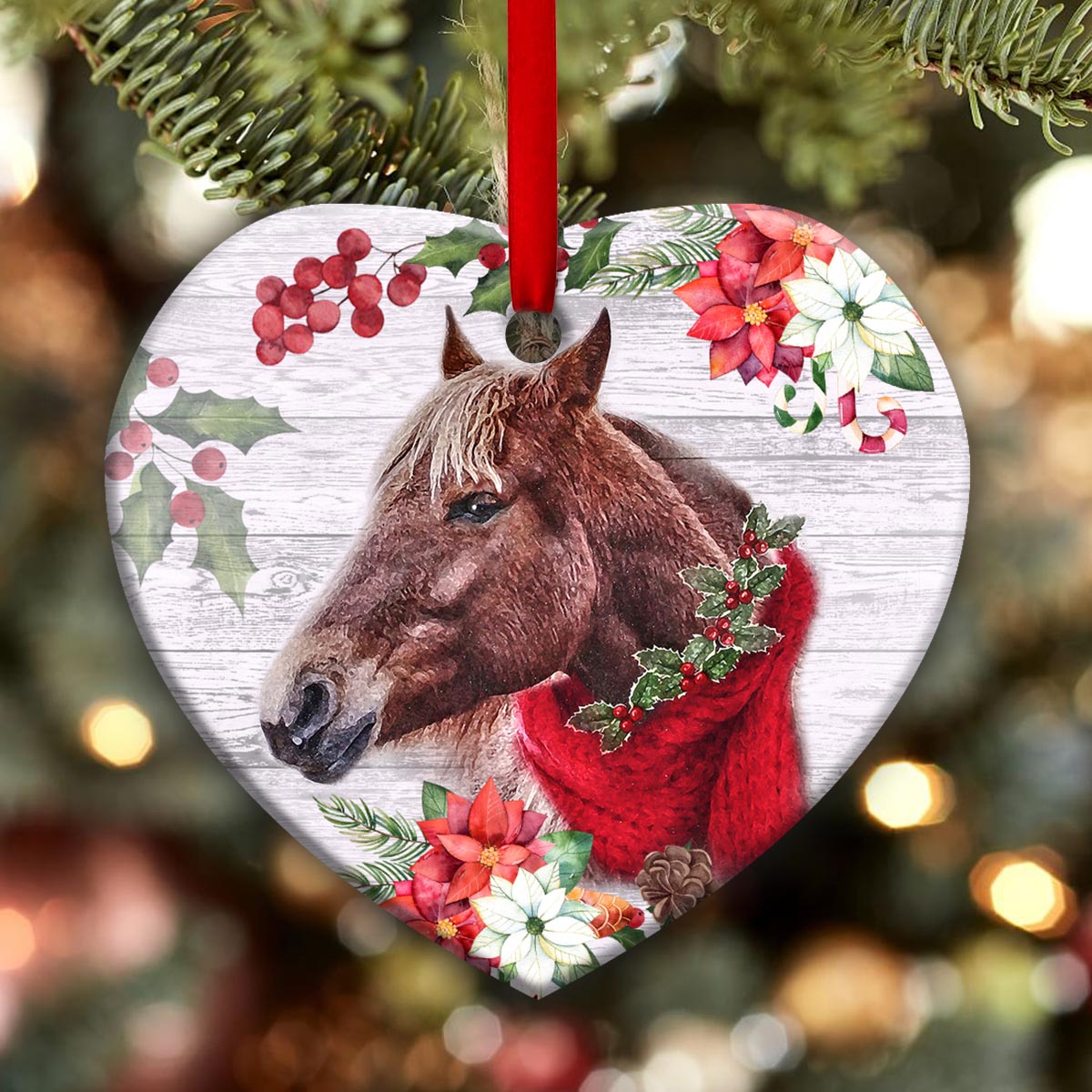 Horse Inside Leg Outside Rein Heart Ornament - Christmas Ornament - Ciaocustom