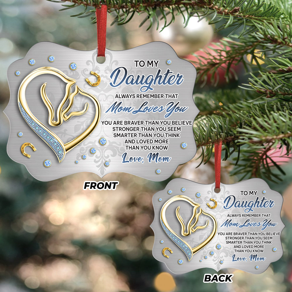 Horse Jewelry Style To My Daughter Metal Ornament - Christmas Ornament - Christmas Gift