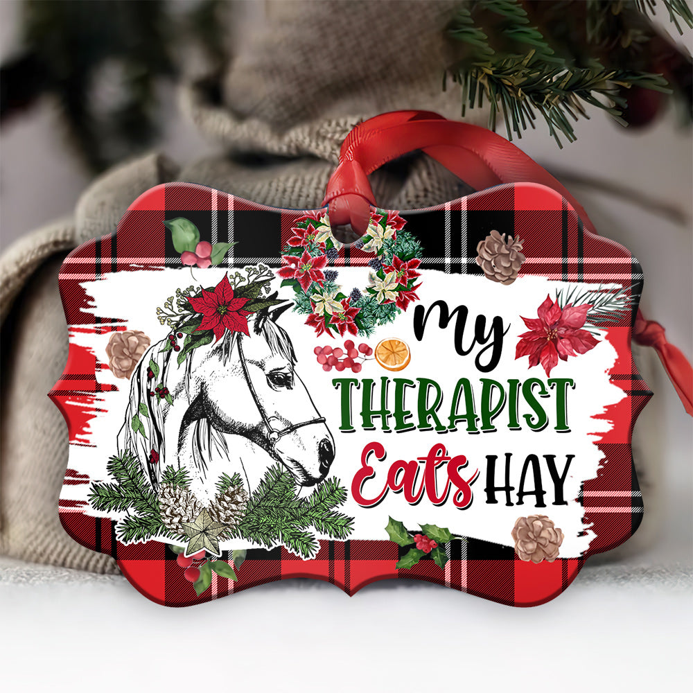 Horse My Therapist Eats Hay Ornament - Christmas Ornament - Ciaocustom