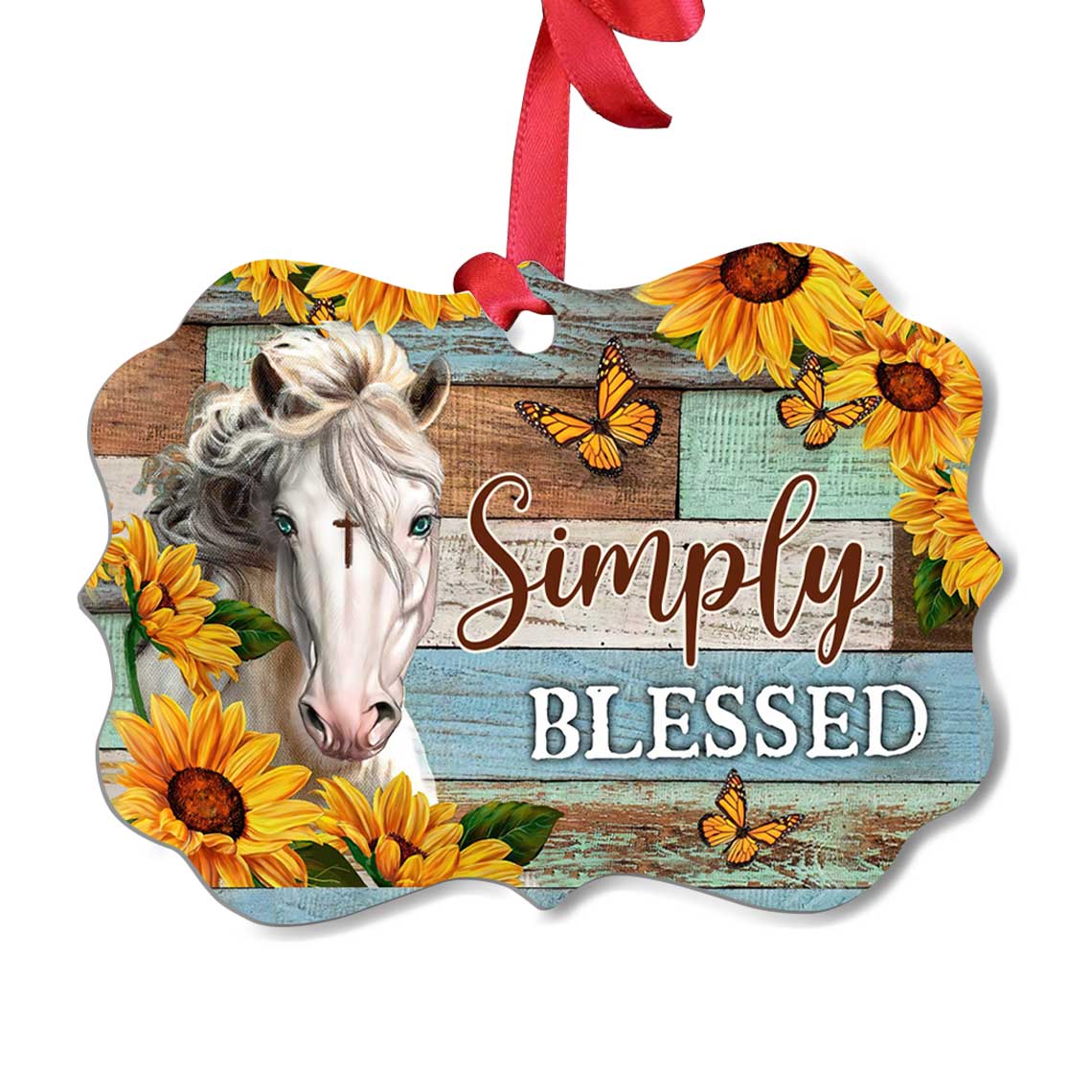 Horse Simply Blessed Metal Ornament - Christmas Ornament - Christmas Gift