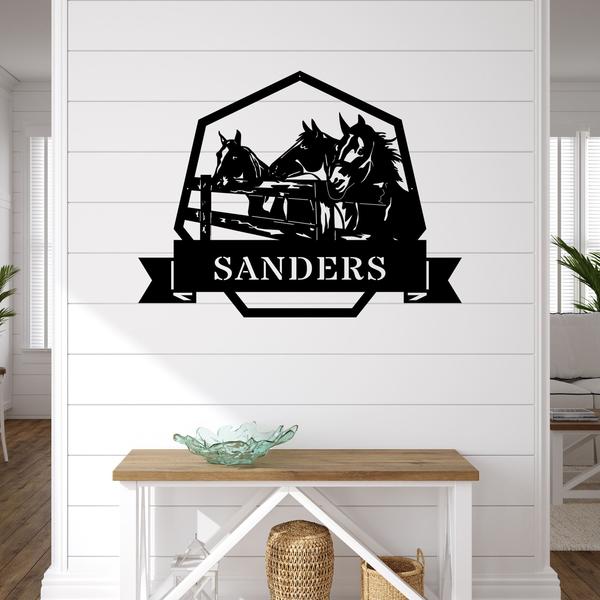 Horse Stable Monogram Personalized Horse Metal Sign Horseshoe Art Western Decor Housewarming Gift Farmhouse Decor