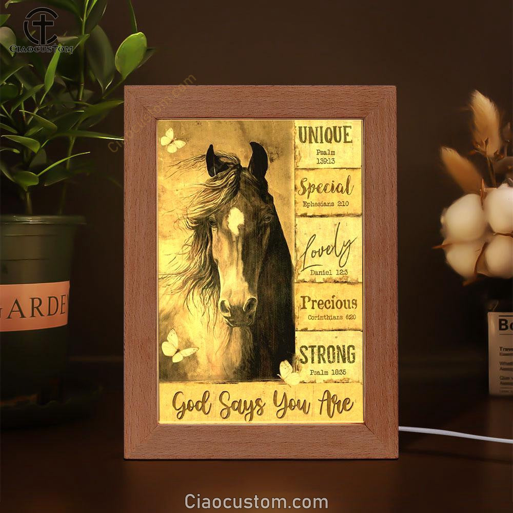 Horse Yellow Background God Says You Are Frame Lamp