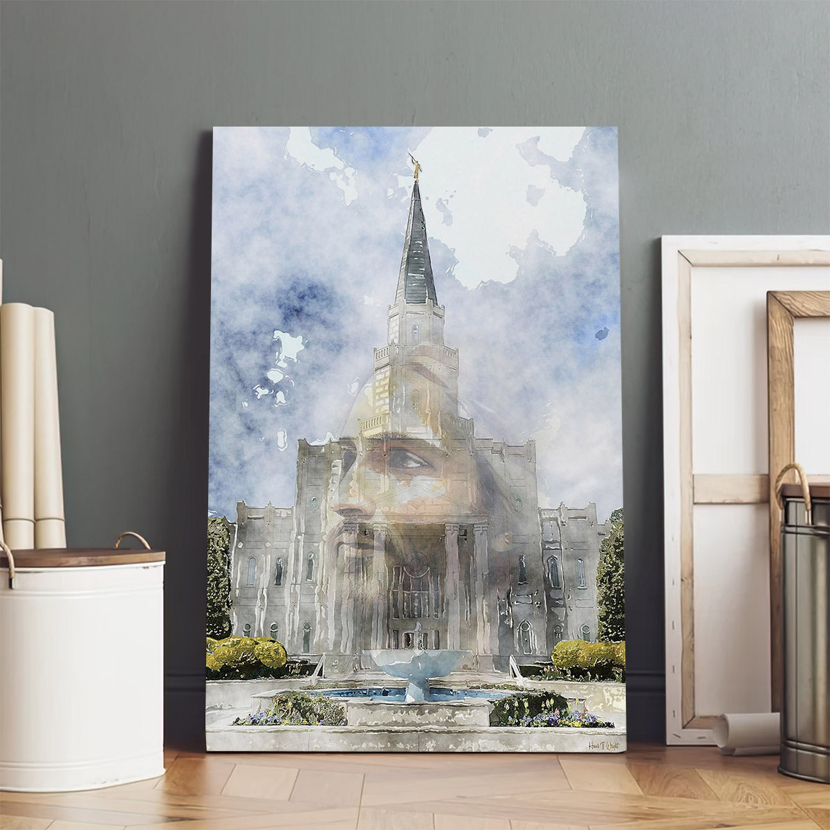Houston Texas Temple Jesus Christ Watercolor Painting Pray - Jesus Canvas Pictures - Christian Wall Art