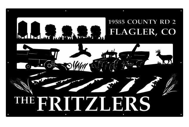 Huge Farm Sign Sign Wheat Farm Sign Combine Grain Cart Wheat Field Sign Metal Wall Art Metal House Sign