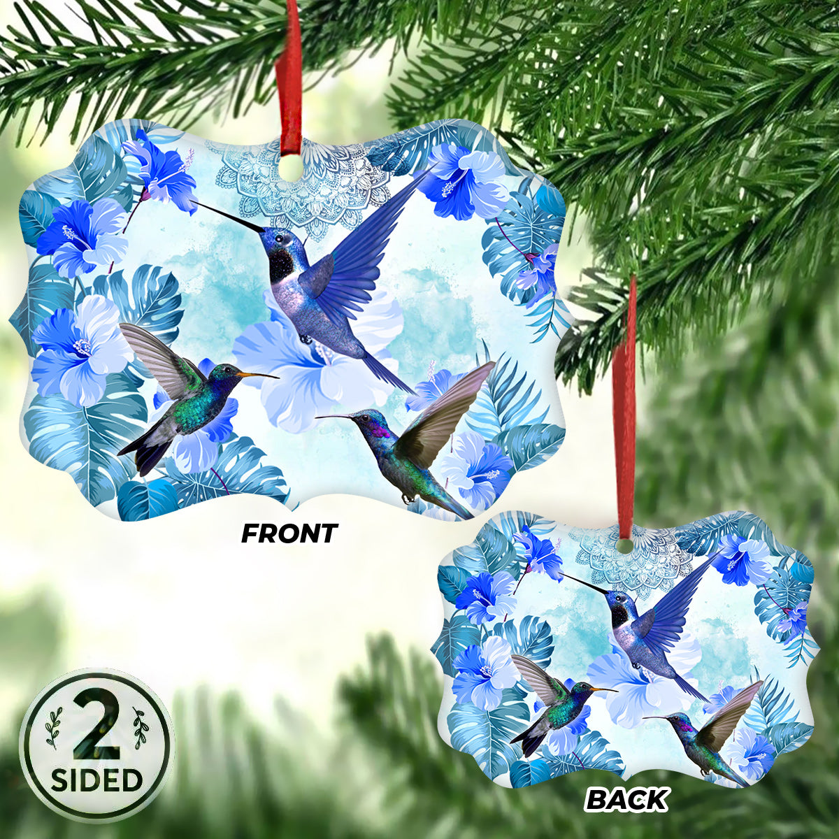 Hummingbird Blue Mandala Metal Ornament - Christmas Ornament - Christmas Gift